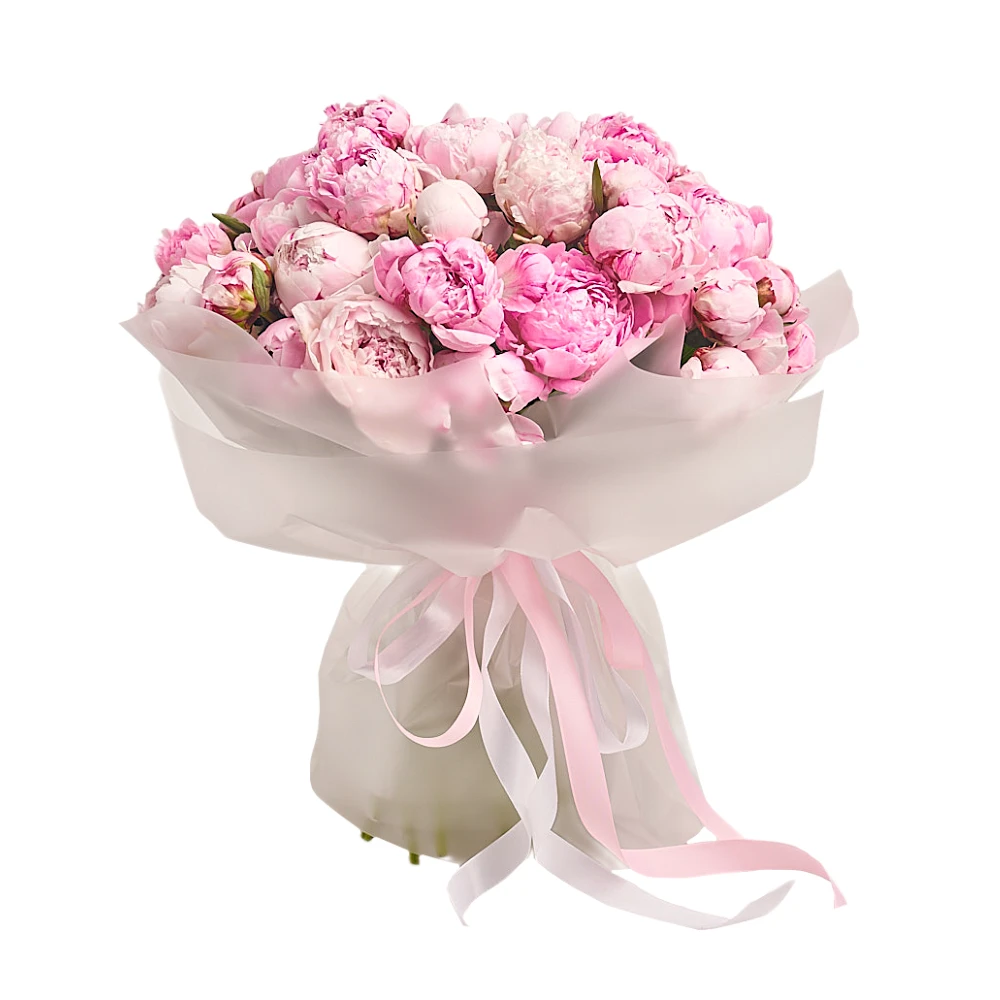 Букет из 101 пиона Сара Бернар