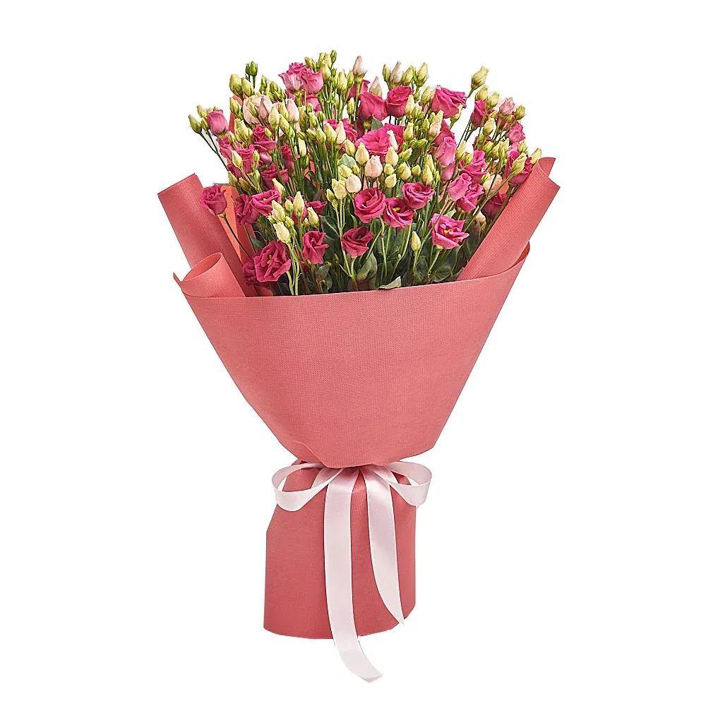 Букет из 15 бордовых лизиантусов