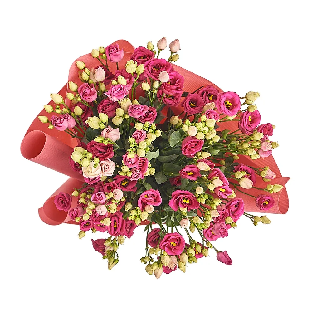 Букет из 15 бордовых лизиантусов